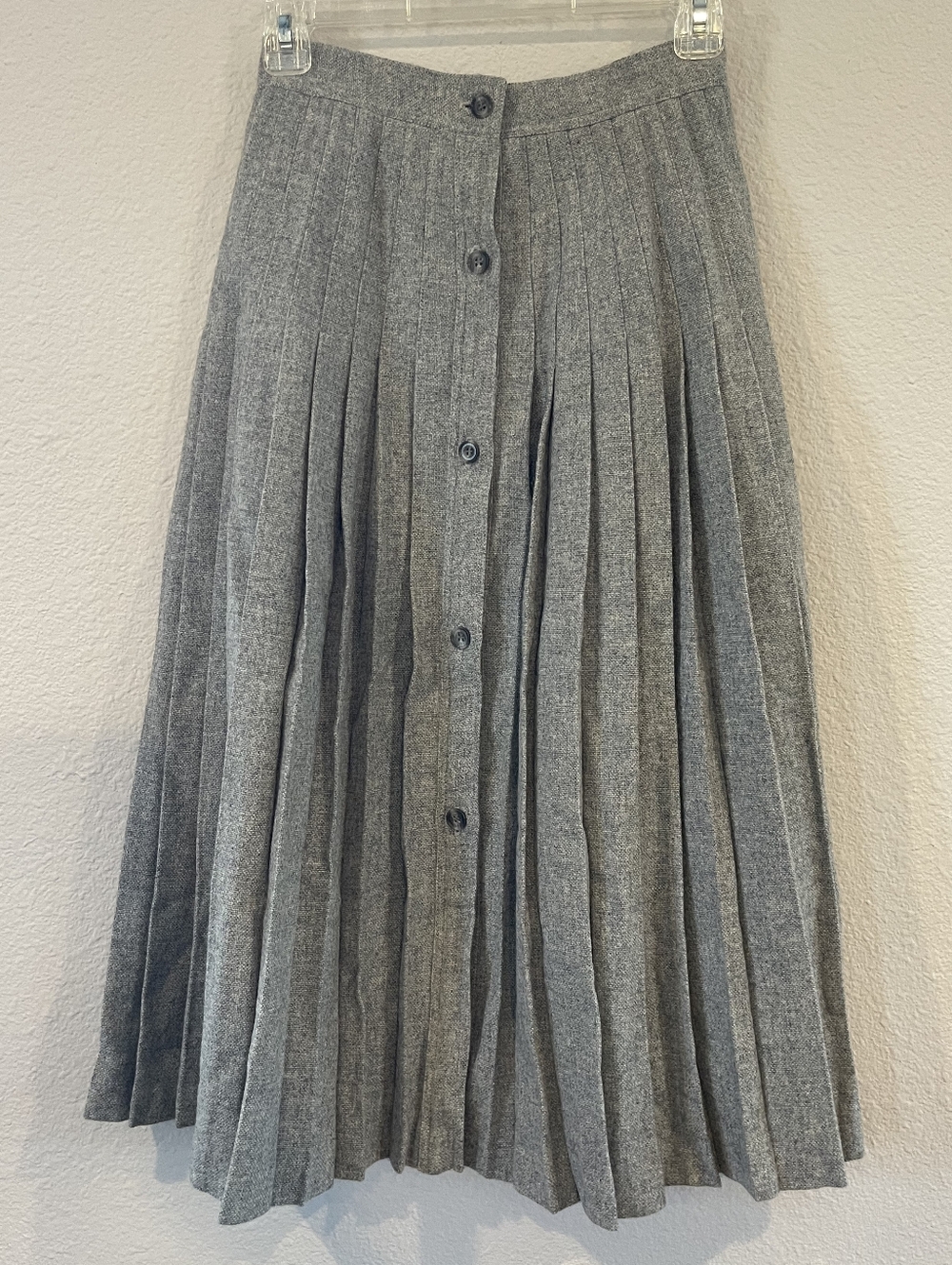 Charles Suppon For Intre Sport Vintage Womens Grey Button Up Pleated Midi Skirt